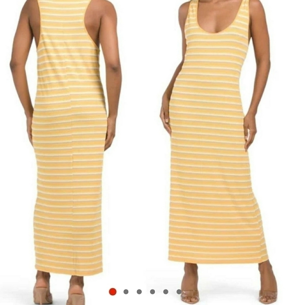 Nwt Zara Yellow Striped Maxi racerback Dress, Size S